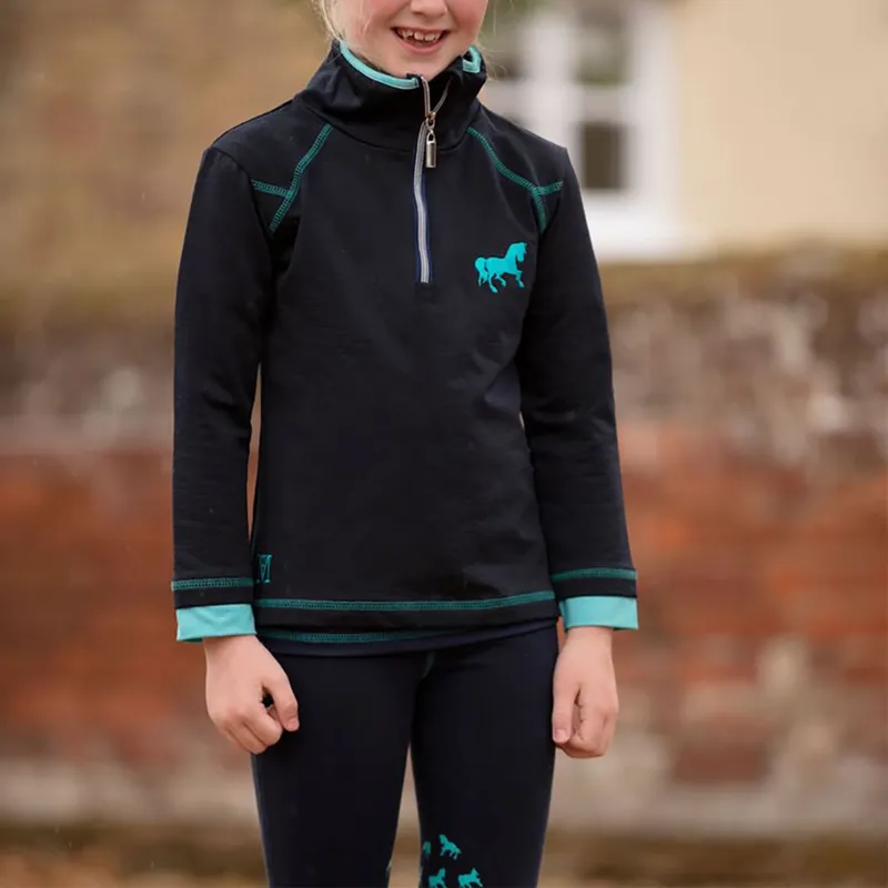 Mark Todd Kids Training Top - Navy/Aqua