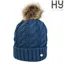 Hy Equestrian Melrose Cable Knit Bobble Hat - Blue Petrol