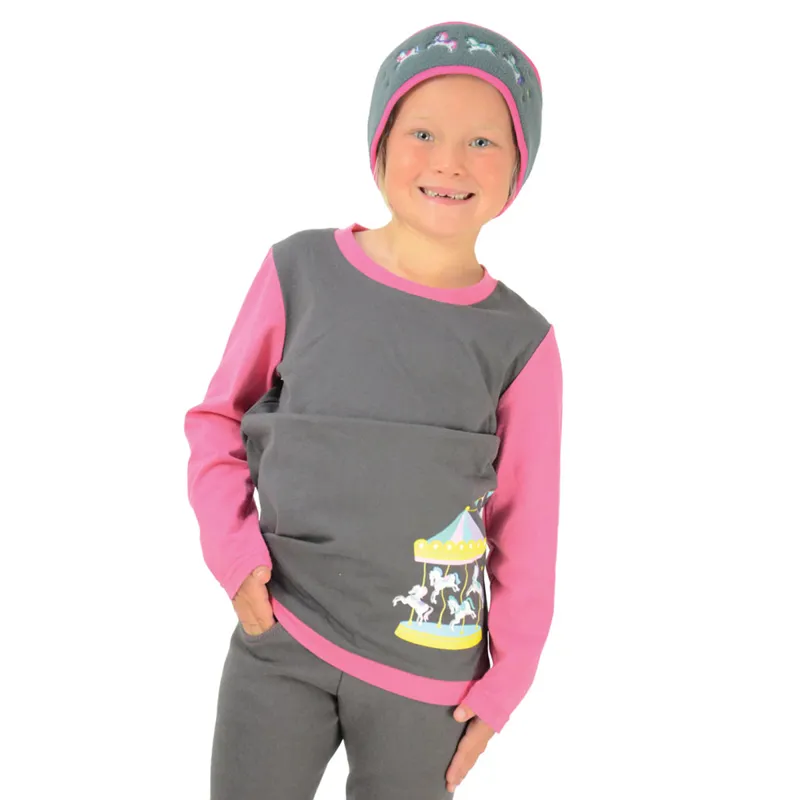 Little Rider Merry Go Round Long Sleeve T-Shirt - Grey/Pink