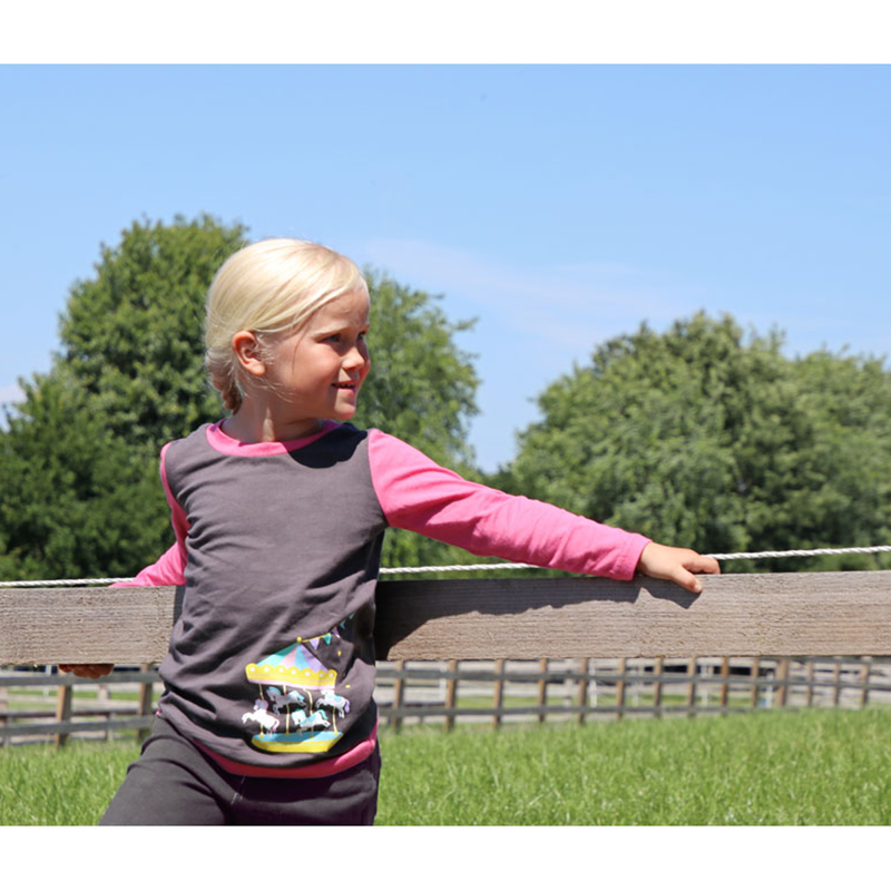 Little Rider Merry Go Round Long Sleeve T-Shirt - Grey/Pink-1