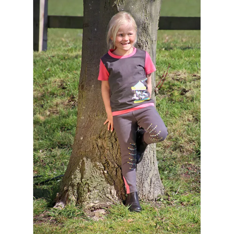 Little Rider Merry Go Round Pull On Jodhpurs - Grey/Pink-1