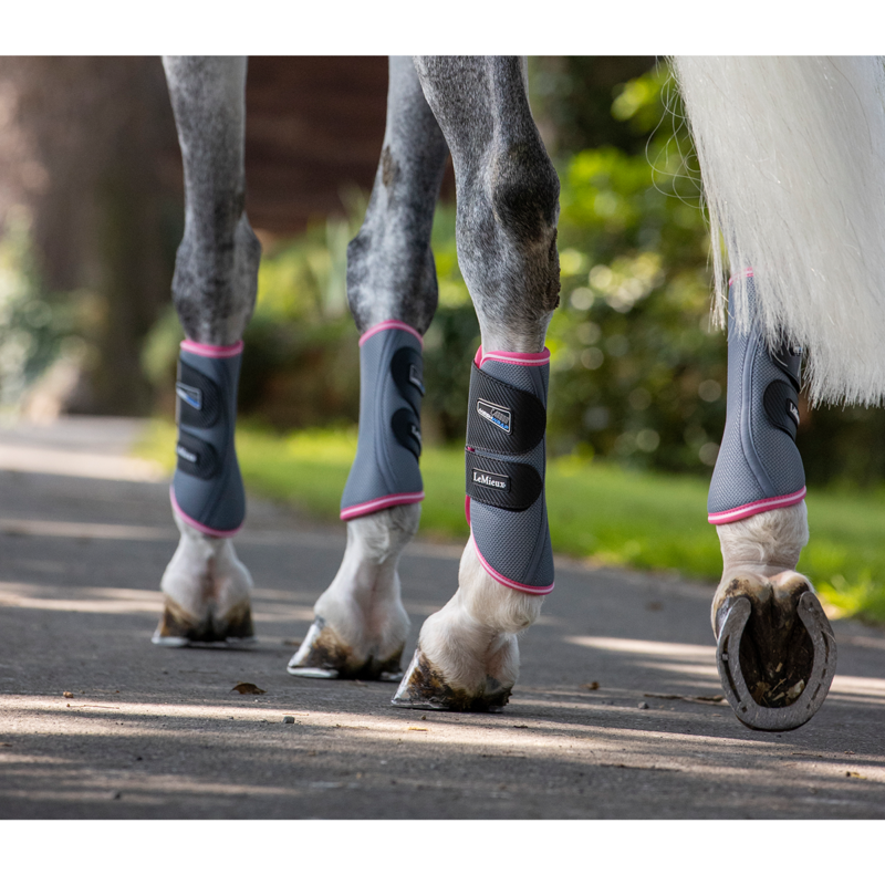 LeMieux Carbon Mesh Wrap Boots - Grey/Watermelon-4