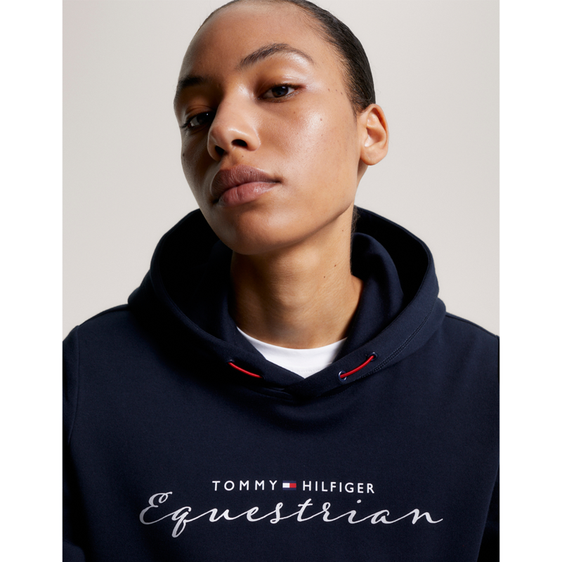 Tommy Hilfiger Women's Metallic Logo Graphic Hoodie - Desert Sky-5