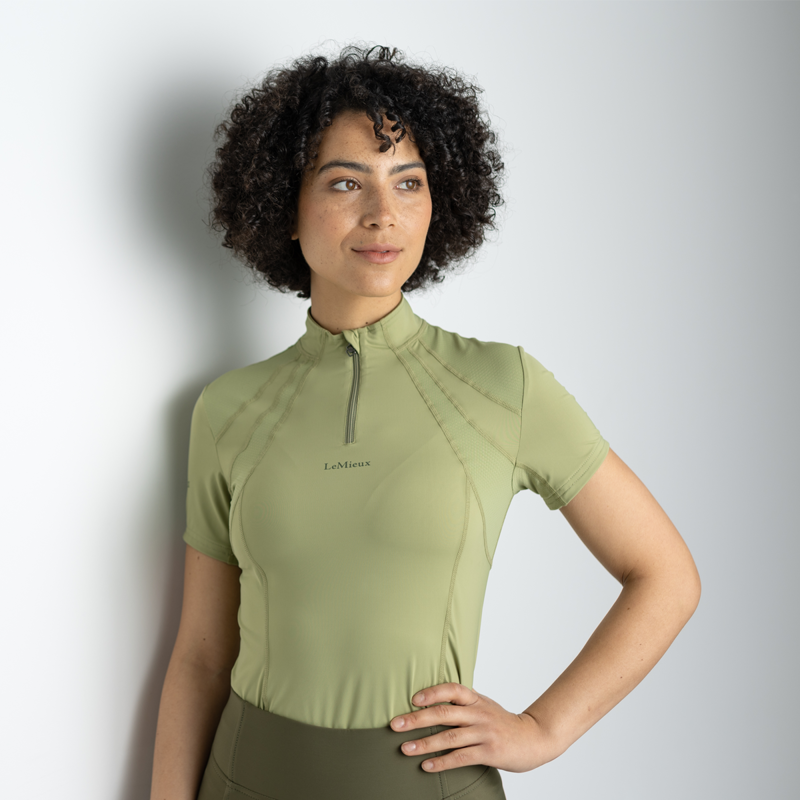 LeMieux Mia Mesh Short Sleeve Base Layer - Moss-4