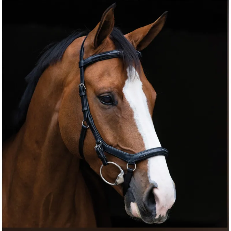 Micklem Deluxe Competition English Leather Bridle - Black - Standard Horse
