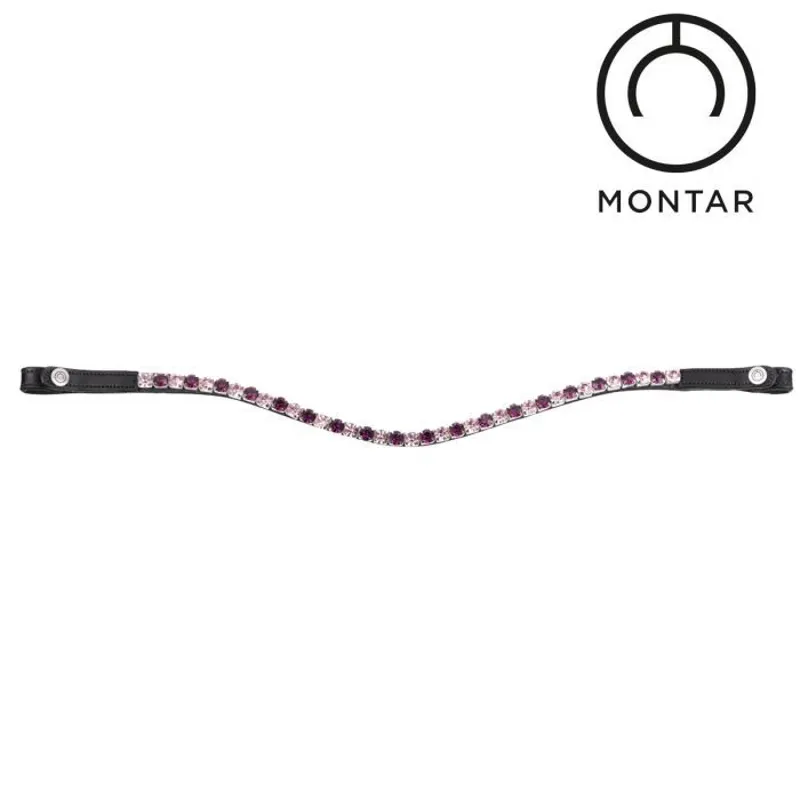 Montar Mighty Curved Browband - Purple Shades - Black Leather