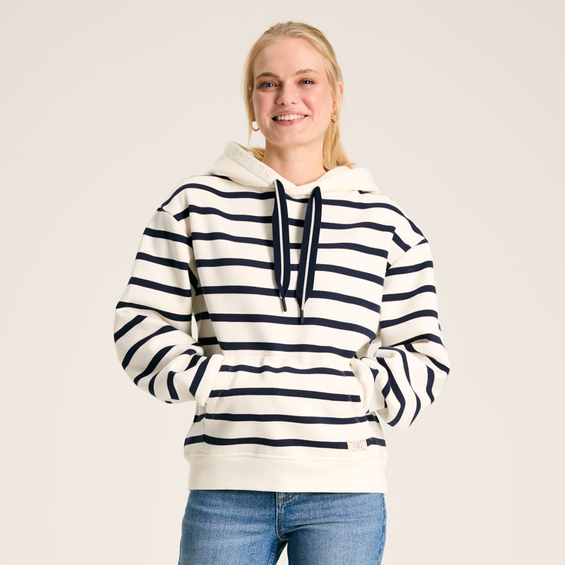 Joules Milbourne Ladies Hooded Sweatshirt - French Navy Stripe-1