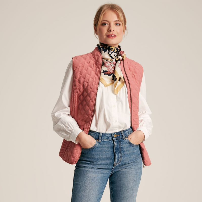 Joules Minx Showerproof Diamond Quilted Gilet - Pink-1