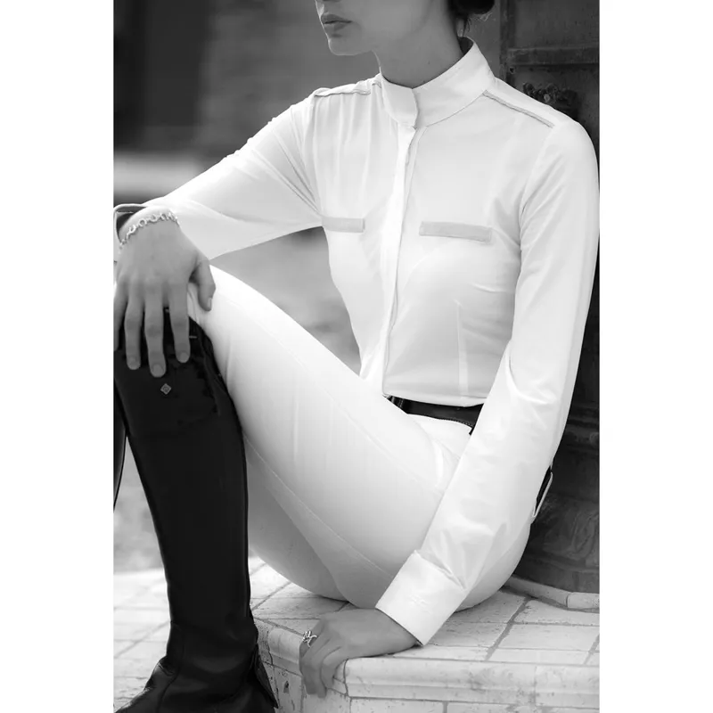 Horseware AA Monaco Ladies Competition Shirt - White/Grey