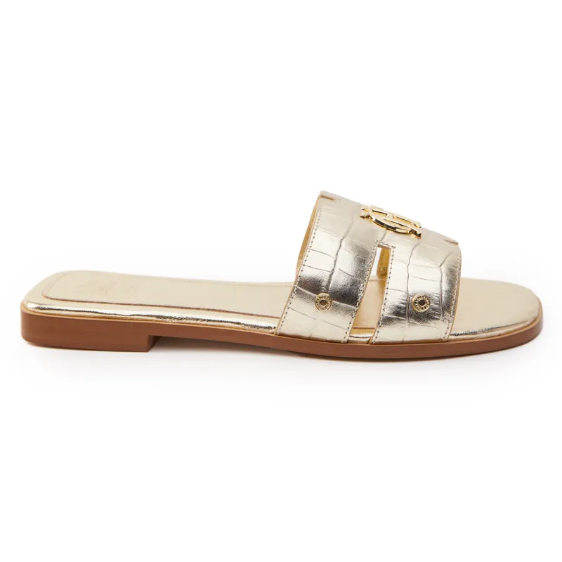 Holland Cooper Monogram Slides - Gold Croc-3