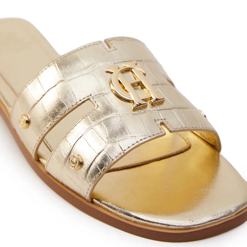 Holland Cooper Monogram Slides - Gold Croc-2