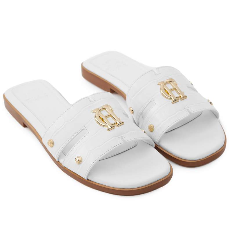 Holland Cooper Monogram Slides - White Croc-1