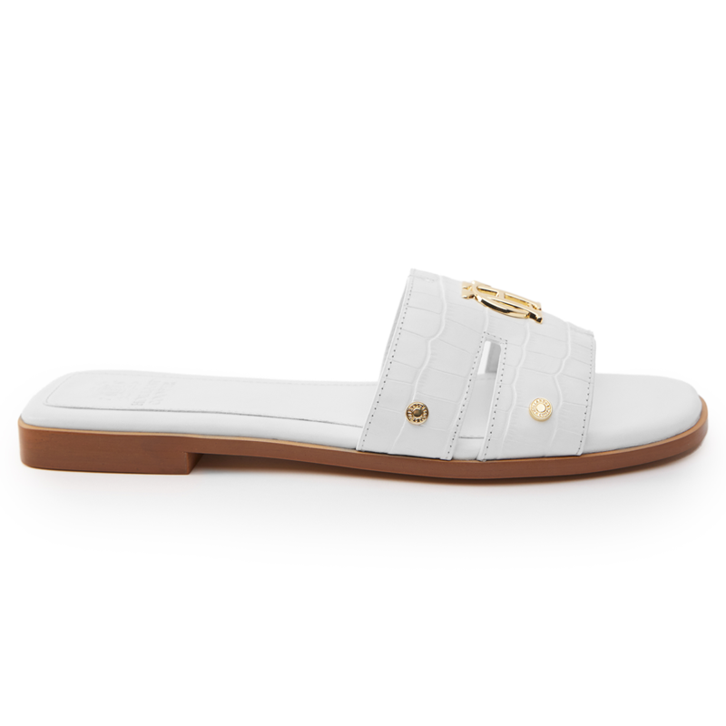 Holland Cooper Monogram Slides - White Croc-2