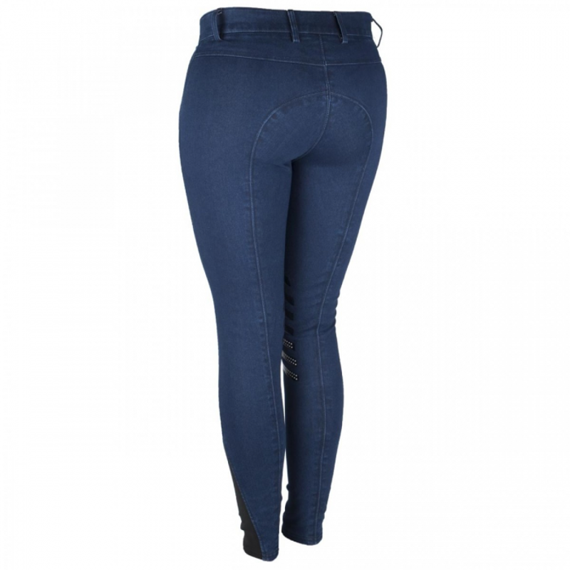 Rebel by Montar Ariana Denim Silicone Knee Patch Breeches - Blue Denim-1