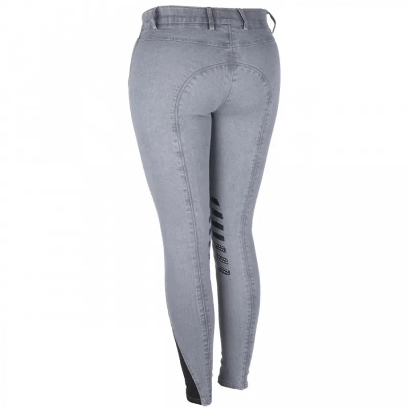 Rebel by Montar Ariana Denim Silicone Knee Patch Breeches - Grey Denim