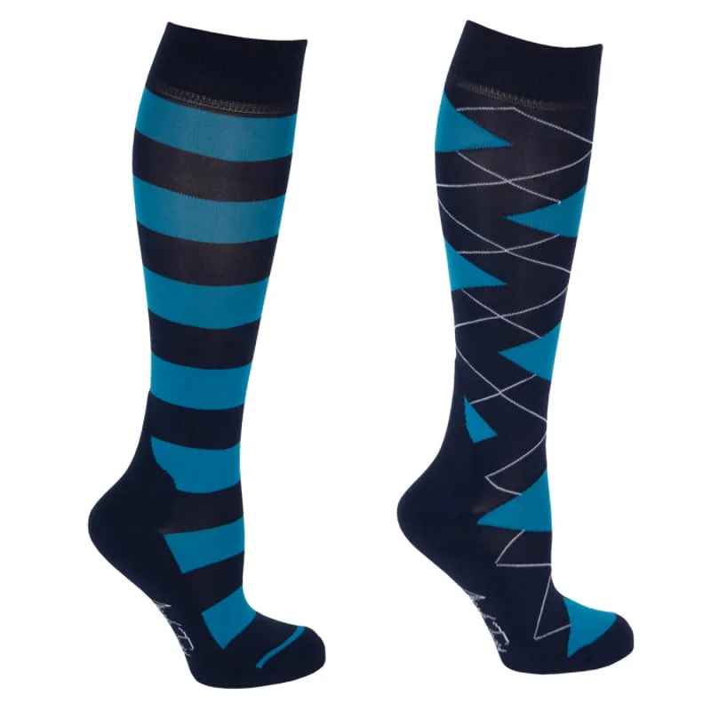 Mark Todd Ladies Argyle and Stripe Socks - Twin Pack
