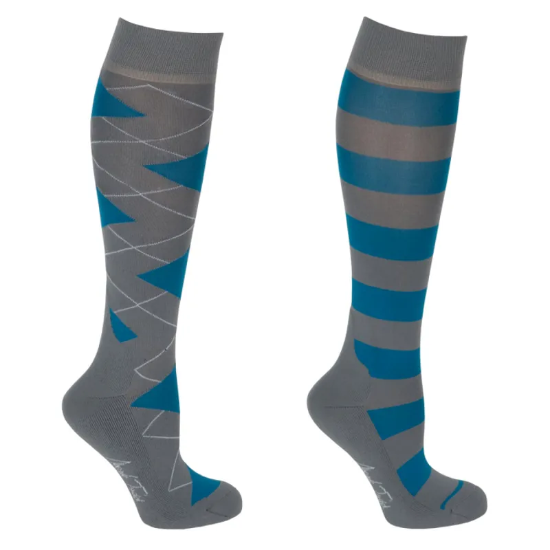 Mark Todd Ladies Argyle and Stripe Socks - Twin Pack