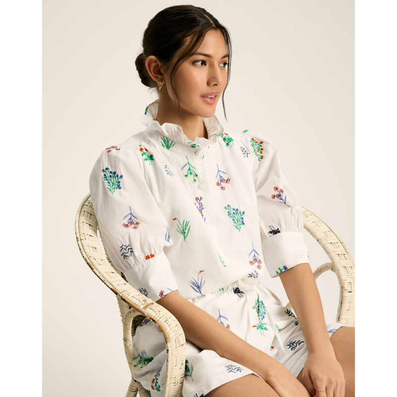 Joules Ladies Iris Embroidered Blouse - Meadow-4