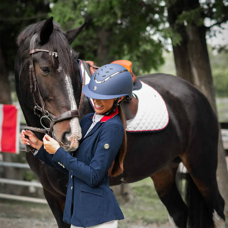 EQX by Charles Owen Kylo Wide Peak Riding Hat - Navy Matte/Pewter-6