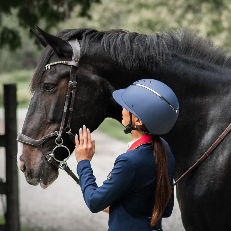 EQX by Charles Owen Kylo Wide Peak Riding Hat - Navy Matte/Pewter-5