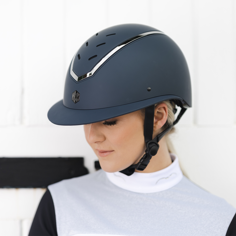 EQX by Charles Owen Kylo Wide Peak Riding Hat - Navy Matte/Pewter-4
