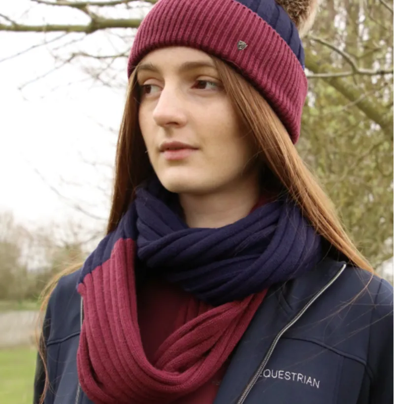 Hy Equestrian Synergy Luxury Snood in Navy/Fig