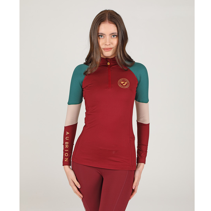 Aubrion Newbury Long Sleeve Base Layer- Wine-2