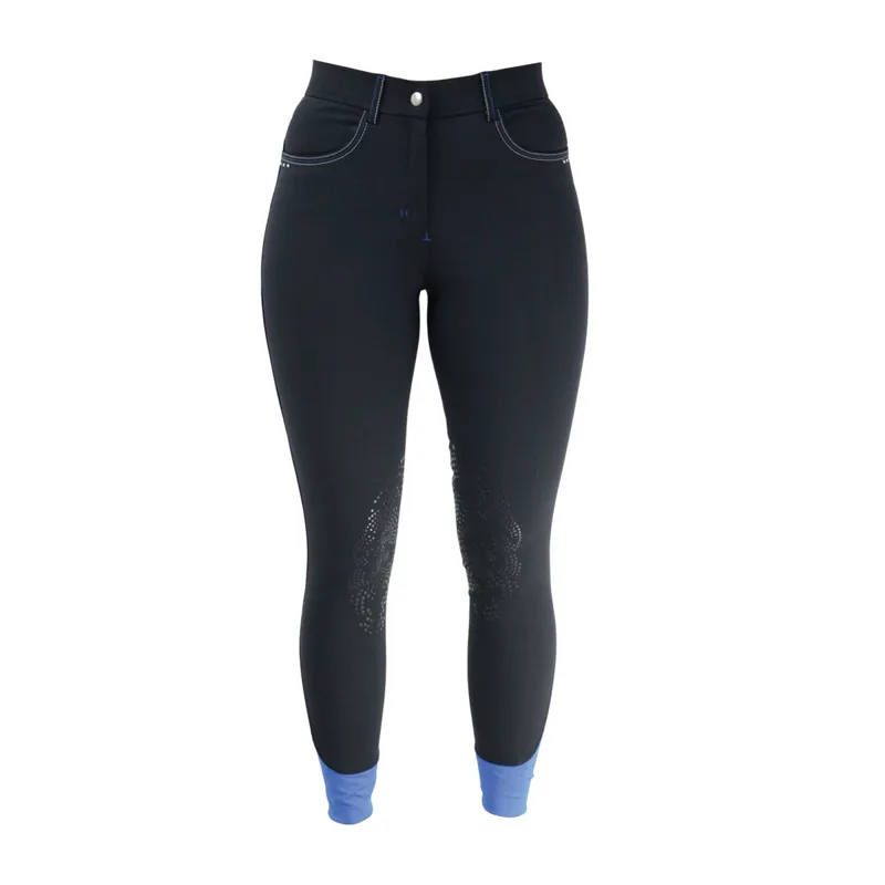 Hy Equestrian Olympian Ladies Breeches - Black Panther/Royal Blue