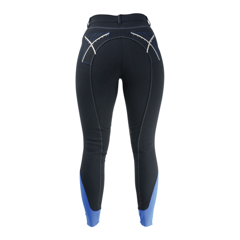 Hy Equestrian Olympian Ladies Breeches - Black Panther/Royal Blue-2