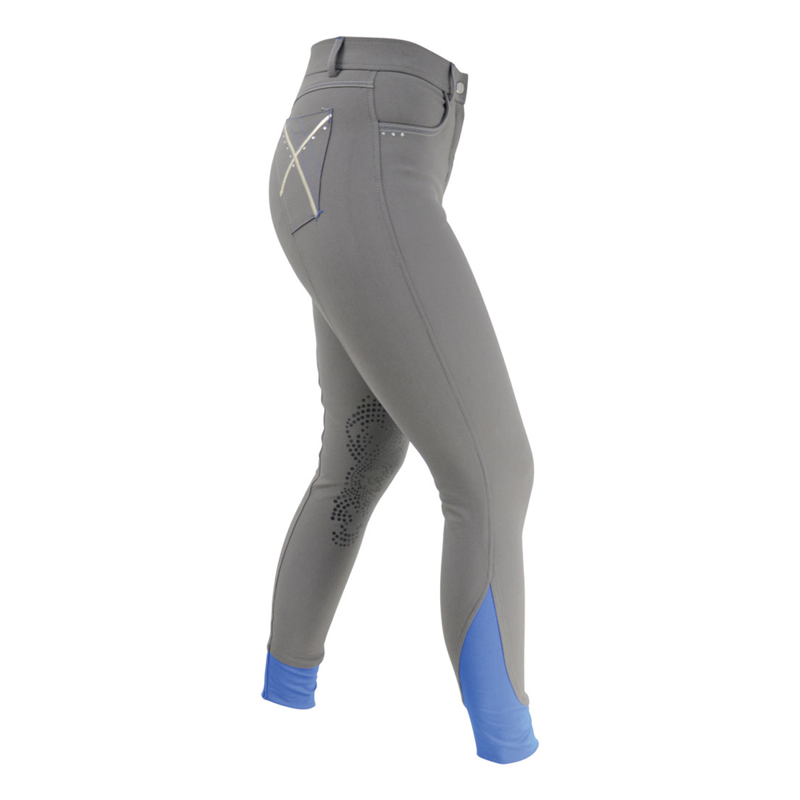 Hy Equestrian Olympian Ladies Breeches - Steel Grey/Royal Blue-1