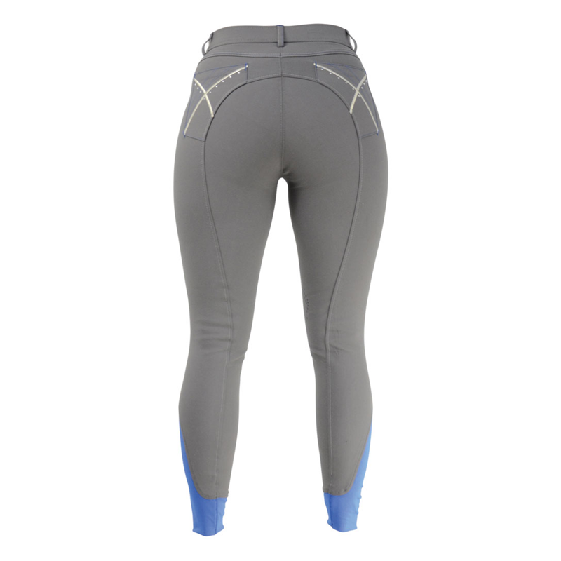 Hy Equestrian Olympian Ladies Breeches - Steel Grey/Royal Blue-2