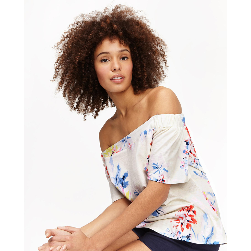 Joules Oona Jersey Bardot Top - Cream Whitstable Floral-1