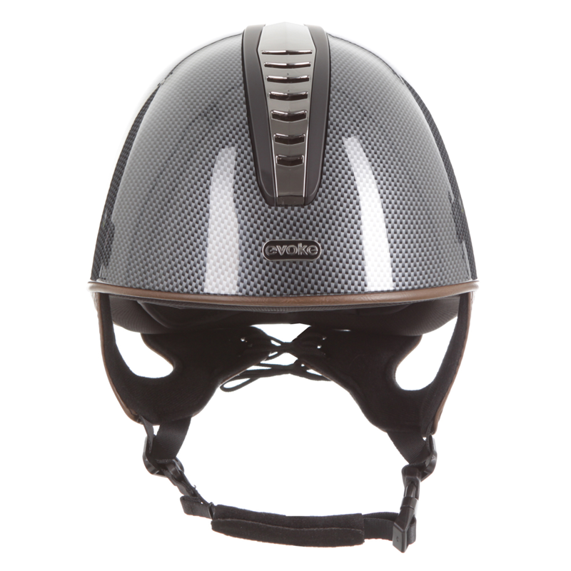 Evoke Orion Jockey Skull - High Shine Carbon/Gunmetal/Black/Tan Harness-3