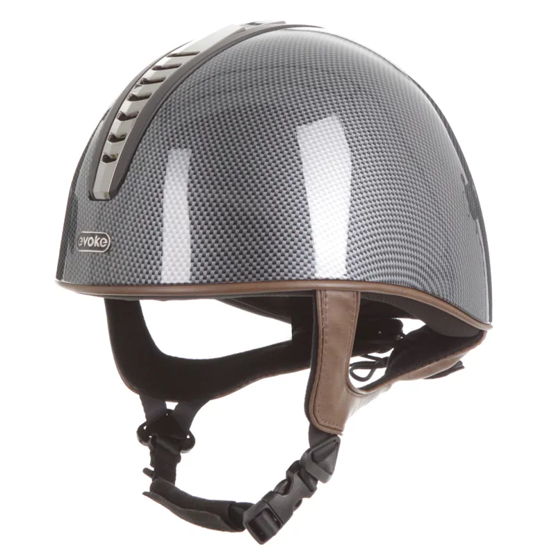 Evoke Orion Jockey Skull - High Shine Carbon/Gunmetal/Black/Tan Harness