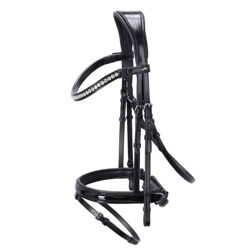 Schockemohle Palermo Bridle - Black/Patent/Silver