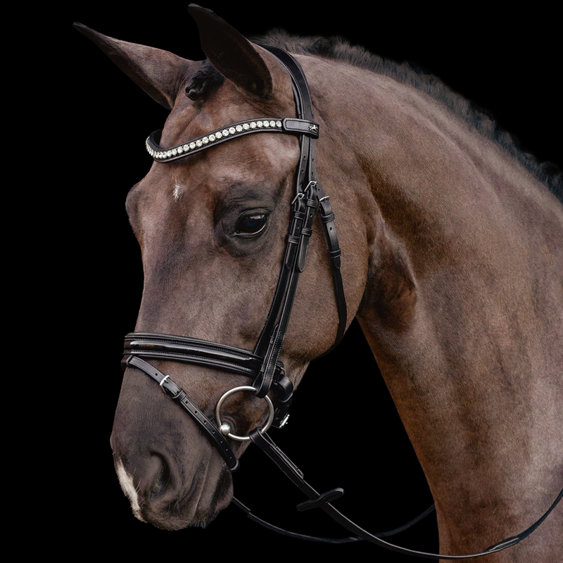 Schockemohle Palermo Bridle - Black/Patent/Silver-1