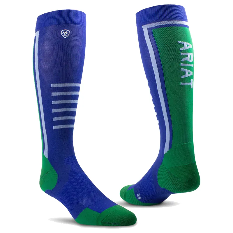 Ariat Tek Slimline Performance Socks - Mazarine Blue/Pool Table