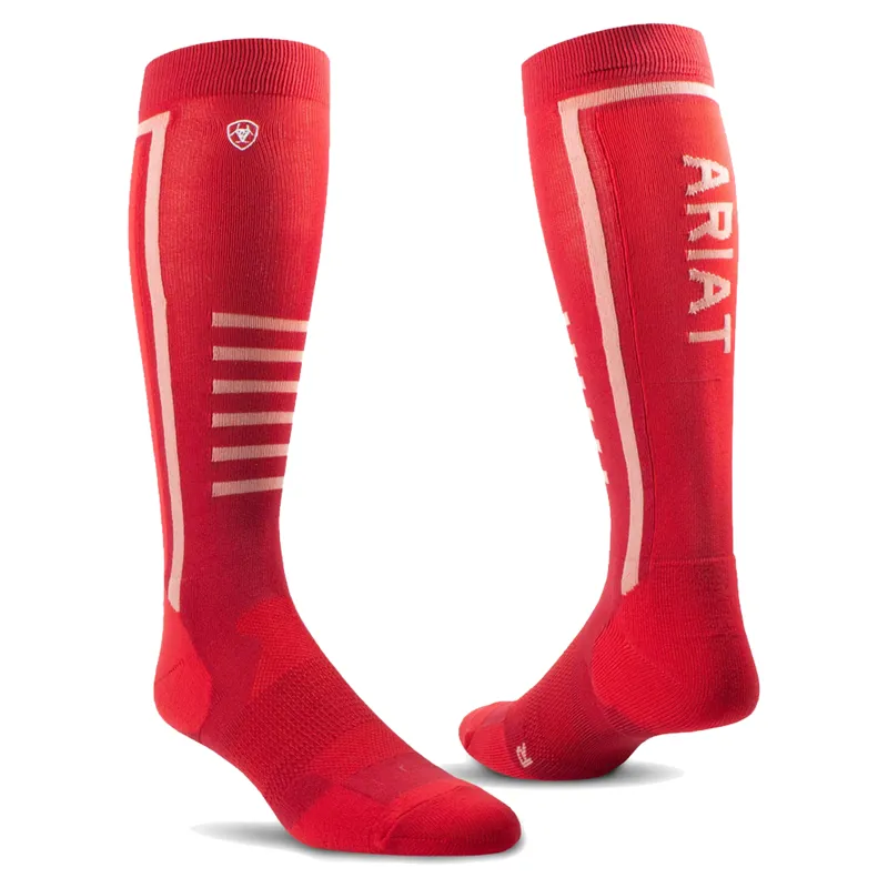 Ariat Tek Slimline Performance Socks - Red Bud/Party Punch