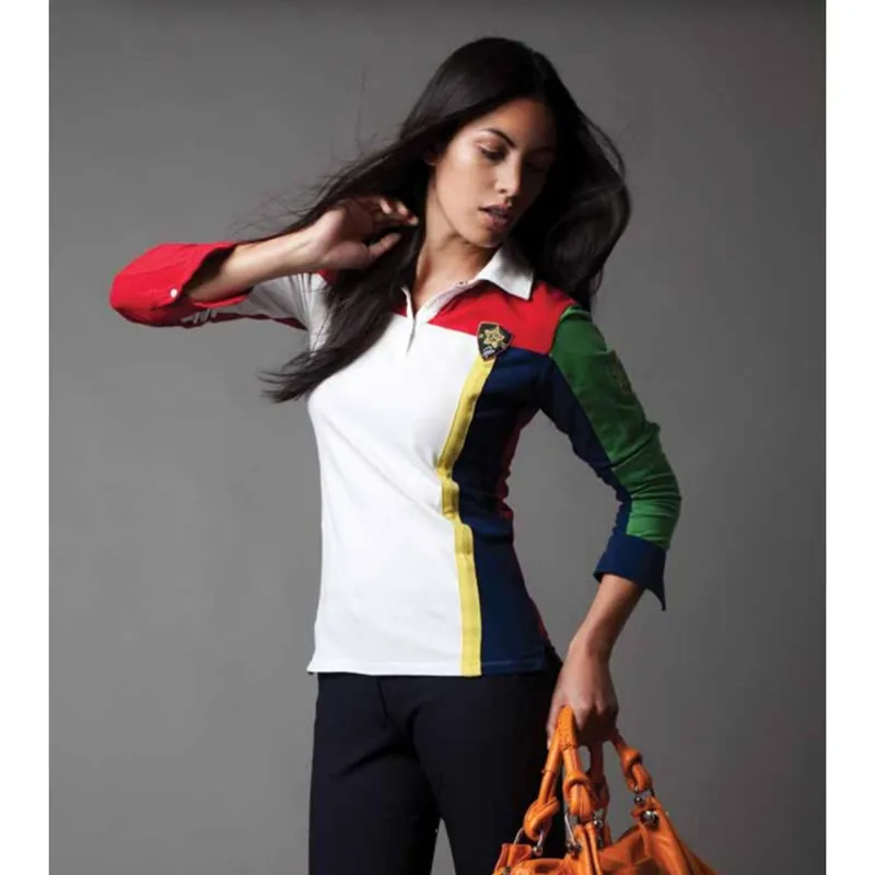 Horseware Pessoa Alegra Long Sleeve Polo Shirt - White/Red