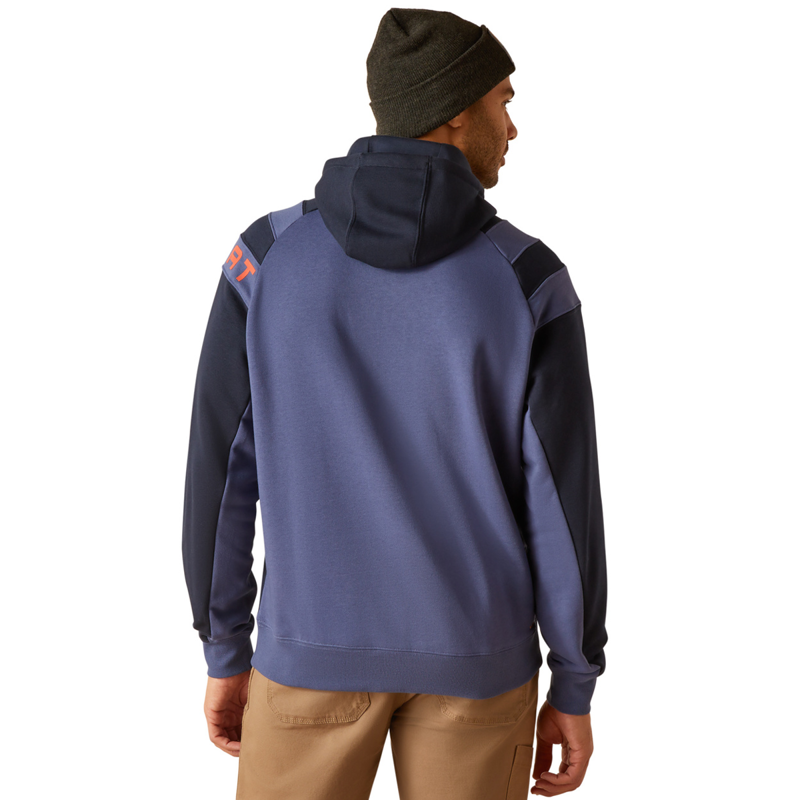 Ariat Men's Rebar Workman Colourblock Logo Hoodie - Navy/Blue Indigo-1