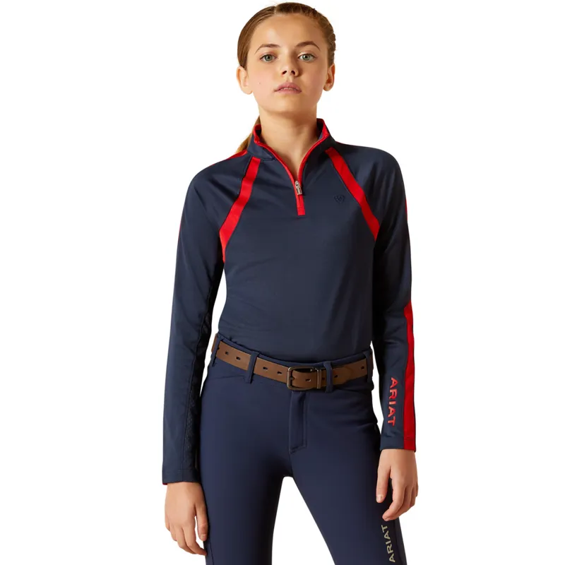 Ariat Youth Sunstopper 3.0 Base Layer - Navy/Red