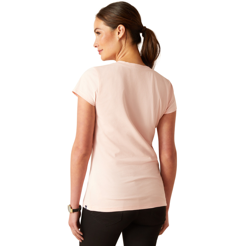 Ariat Women's Vertical Logo V T-Shirt - Blushing Rose-1