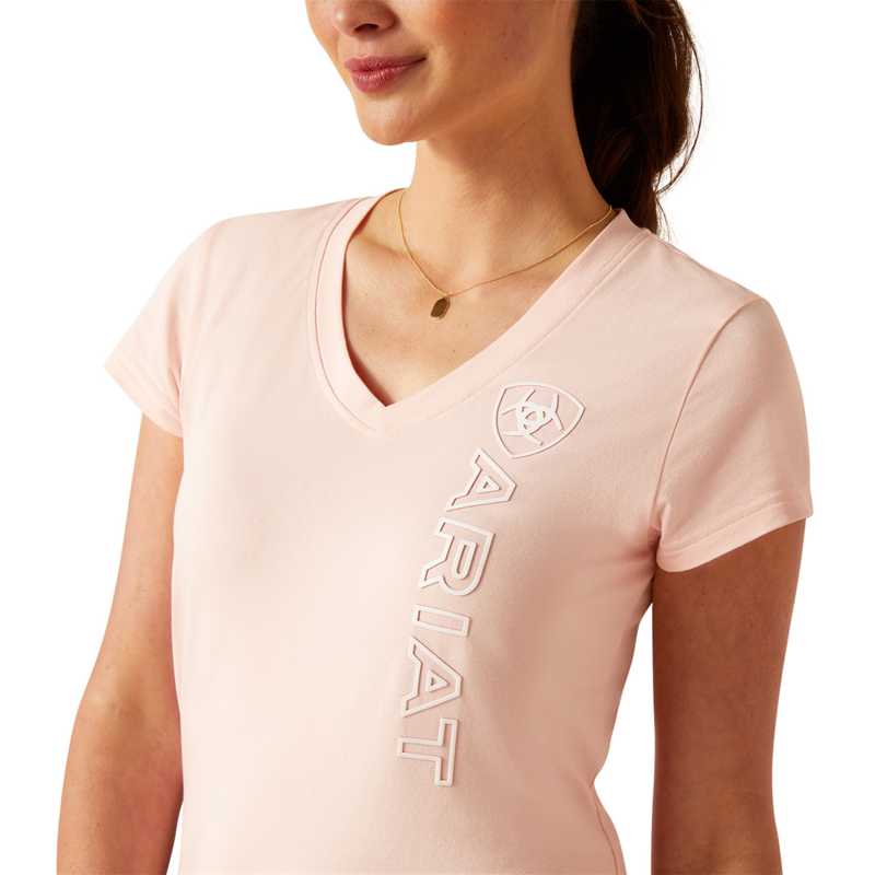 Ariat Women's Vertical Logo V T-Shirt - Blushing Rose-2
