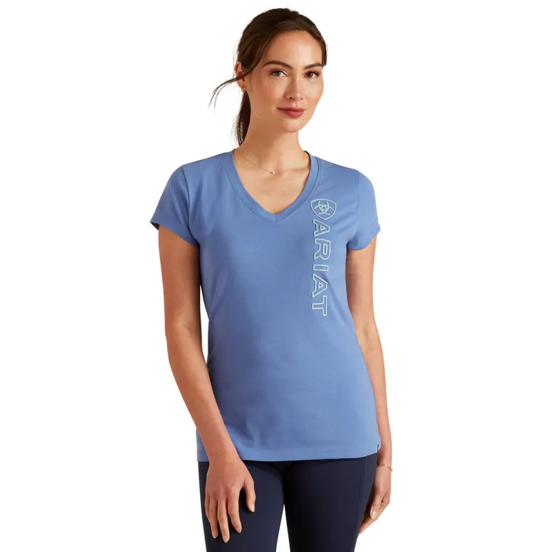Ariat Women's Vertical Logo V T-Shirt - Dutch Blue