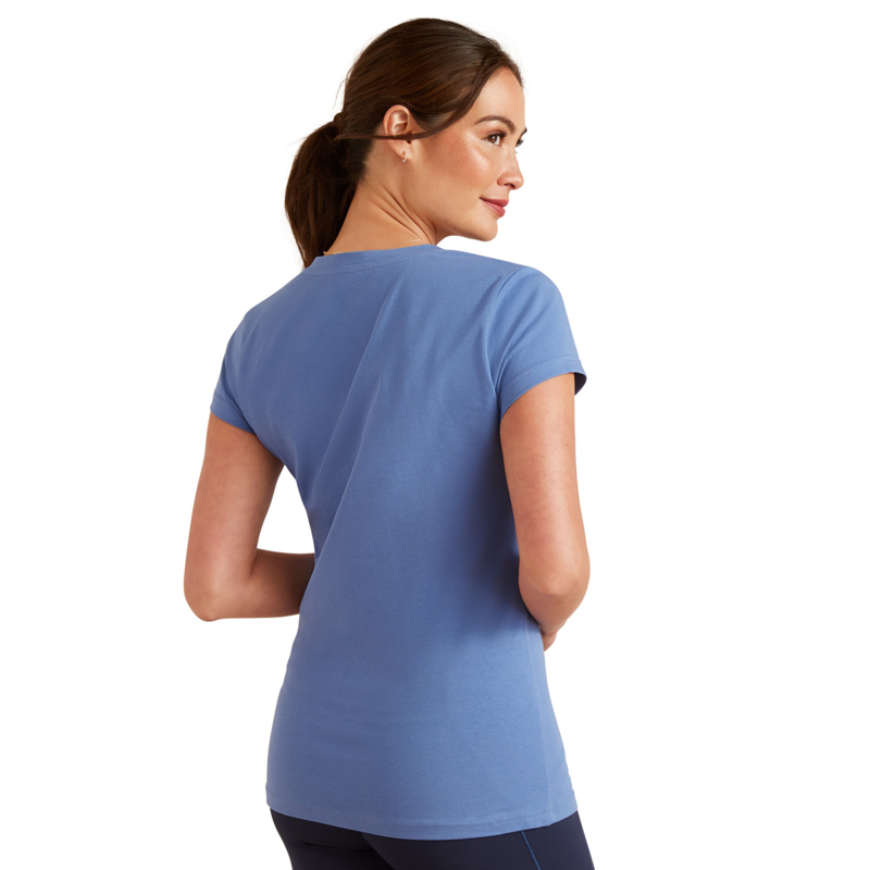 Ariat Women's Vertical Logo V T-Shirt - Dutch Blue-1