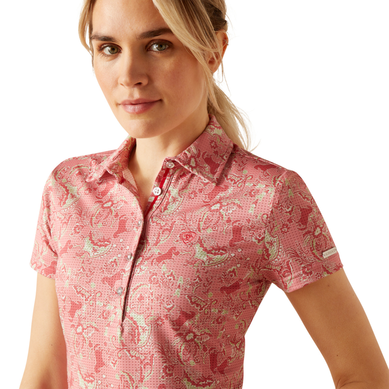 Ariat Women's Motif Polo - Rose Baroque Horse-2