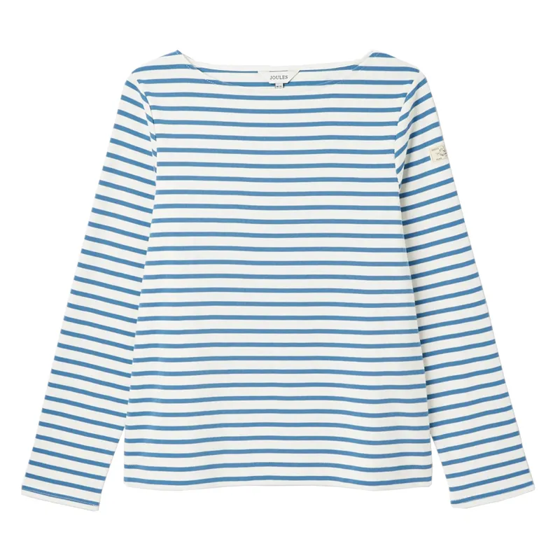 Joules New Harbour Ladies Relaxed Fit Jersey Top - Cream Blue Stripe