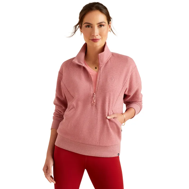 Ariat Women's Friday Cotton 1/2 Zip Sweatshirt - Heather Dusty Rose
