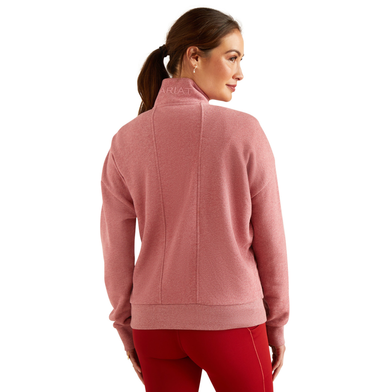 Ariat Women's Friday Cotton 1/2 Zip Sweatshirt - Heather Dusty Rose-1
