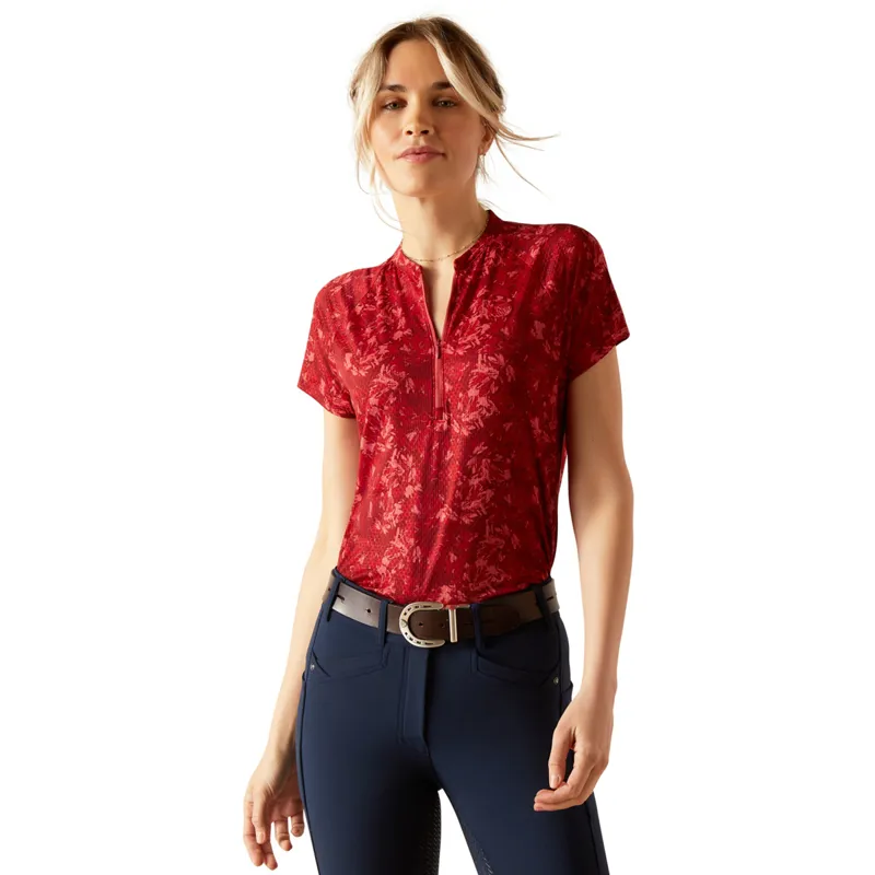 Ariat Women's Labyrinth 1/4 Zip Base Layer - Garnet Exploded Floral